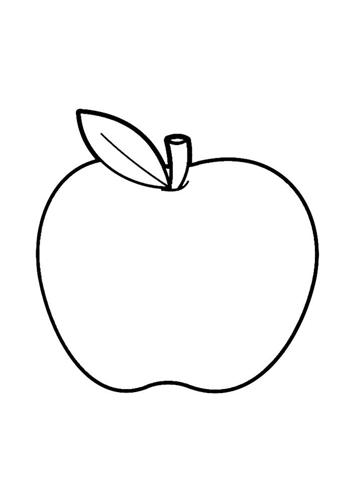 Coloring page Apple for kids 4-5 years old Print